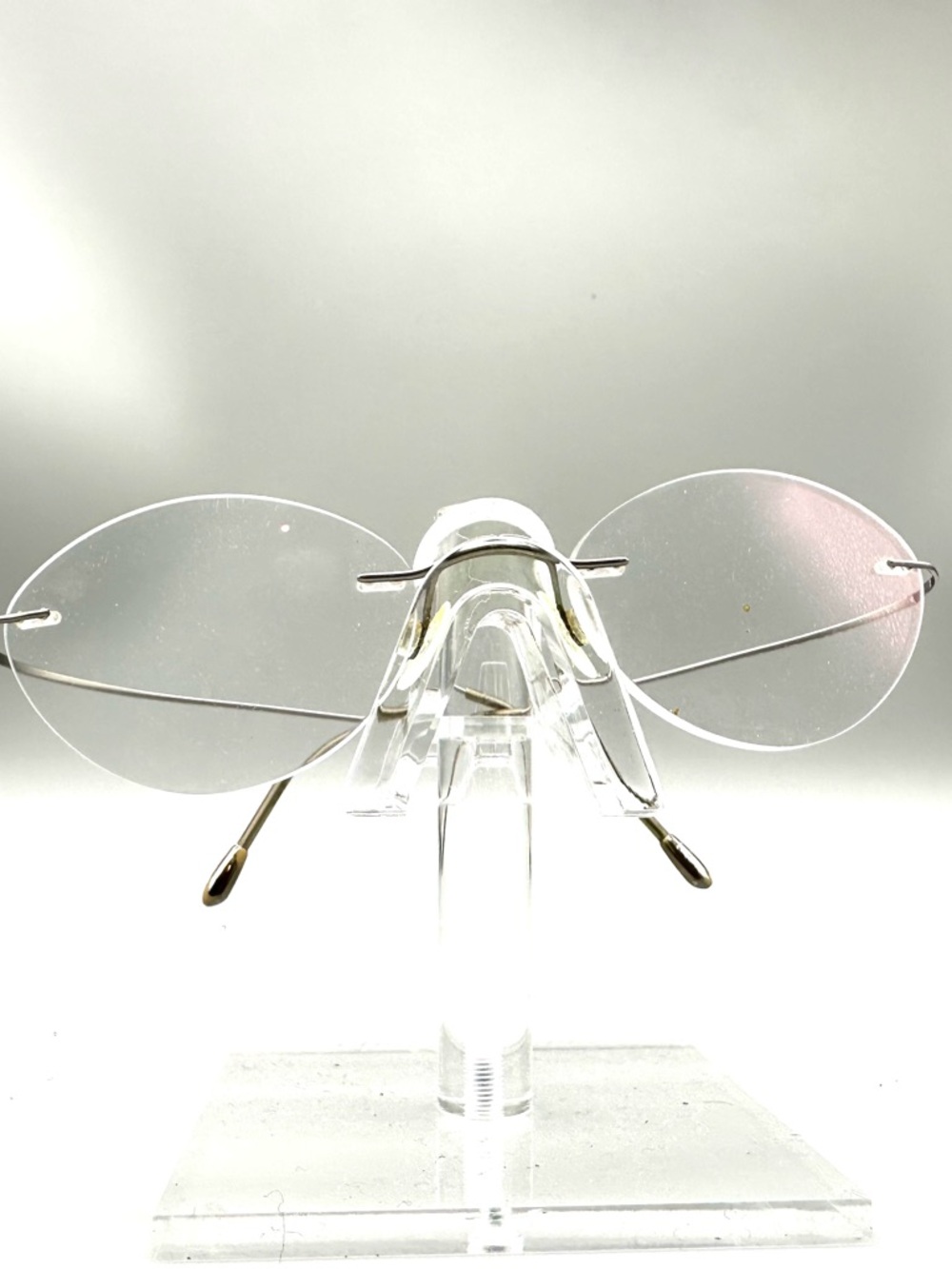Silhouette Rimless Eyeglasses Titanium Gold Bronze Oval Frames Minimalist Mens
